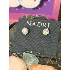 Nadri SOLID 14K Gold Stud Earrings